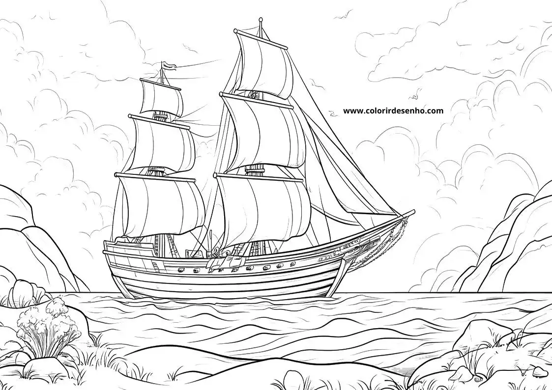 ship sailing on calm waters near rocky shores