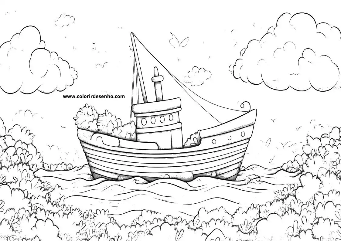 ship sailing on calm waters under fluffy clouds
