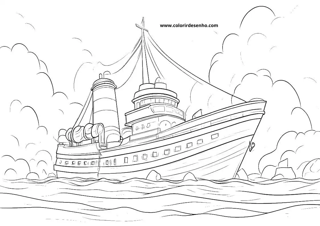 ship sailing on waves in a coastal setting