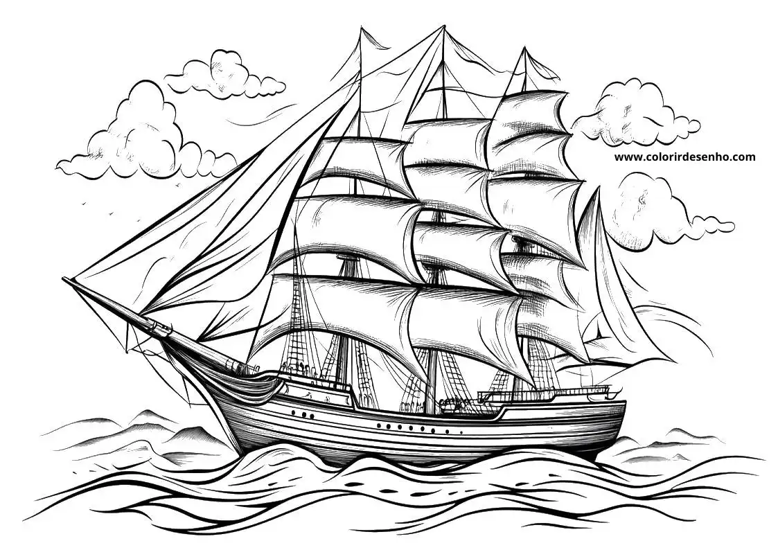 ship sailing on waves under cloudy sky