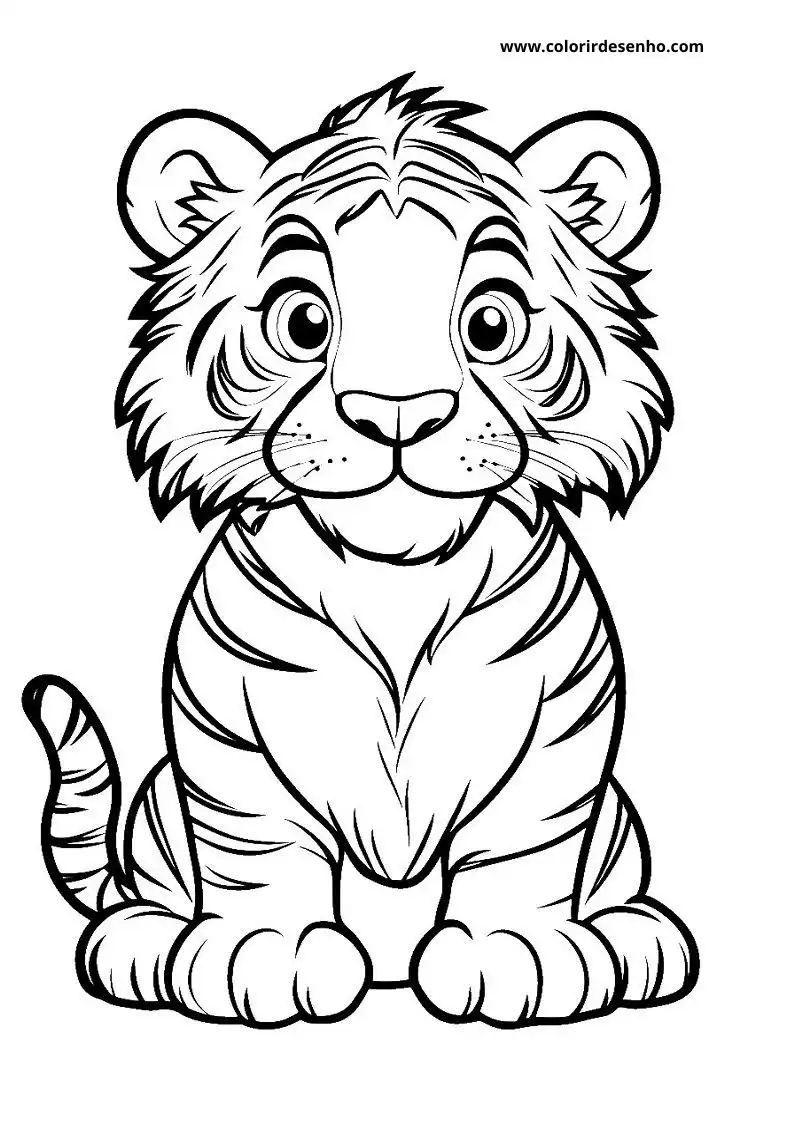 tiger cub seated alertly with striped fur markings visible