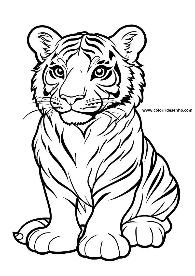 tiger cub sitting alert expression stripes showing