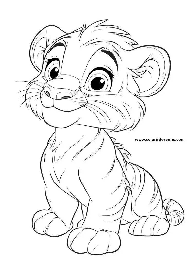 tiger cub sitting alert expression stripes visible