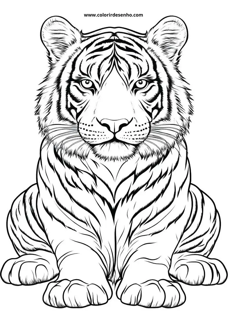 tiger cub sitting upright alert expression visible stripes prominent ears perked up