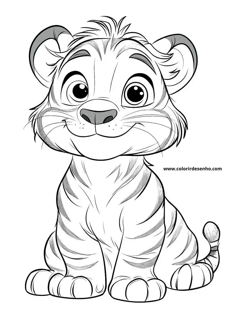 tiger cub sitting upright in a playful pose
