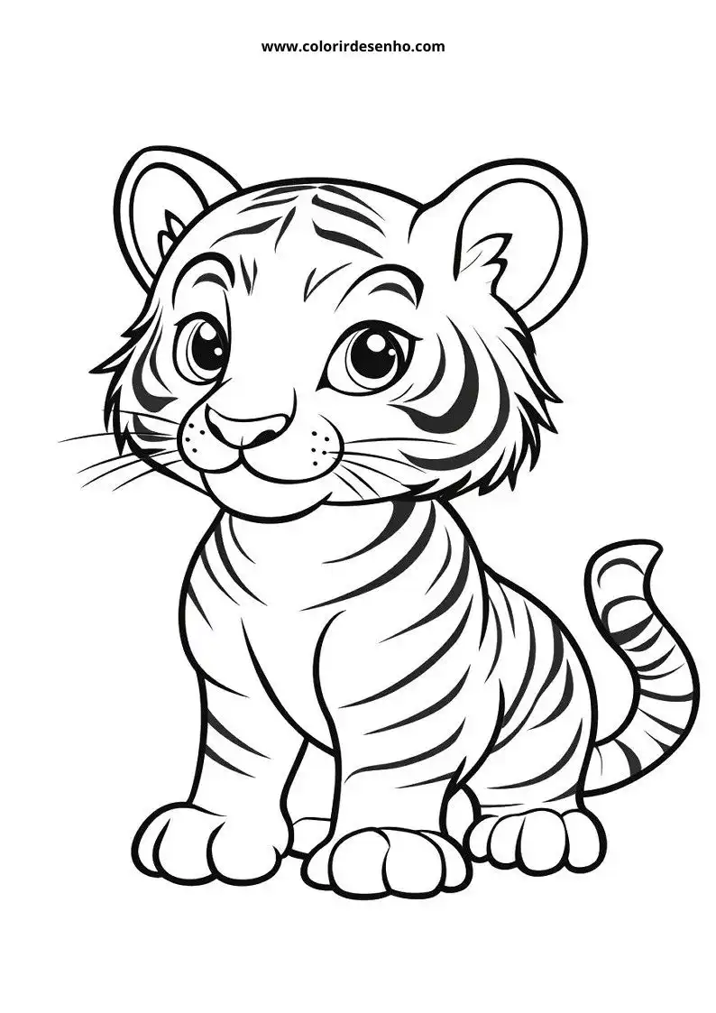 tiger cub sitting with wide eyes and cute look