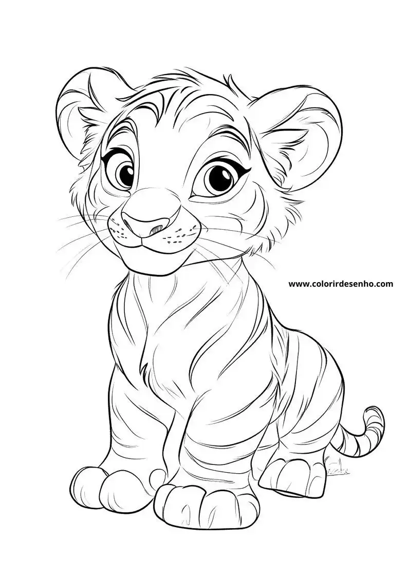 tiger cub standing alert expression stripes showing