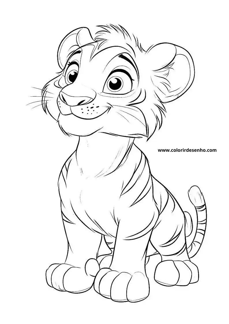 tiger cub standing alert expression stripes visible