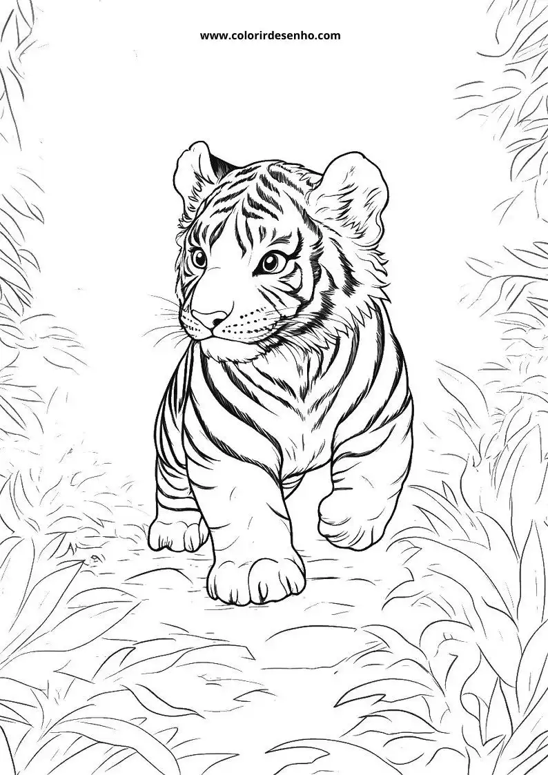 tiger cub standing in jungle