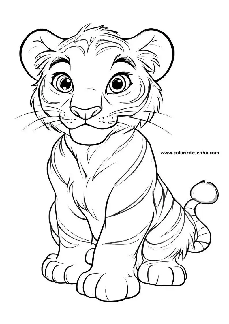 tiger cub standing upright curious expression visible