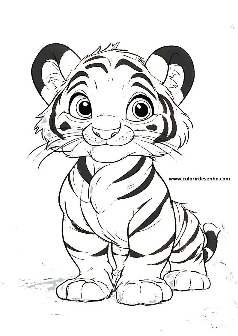 tiger cub standing upright in striped shirt