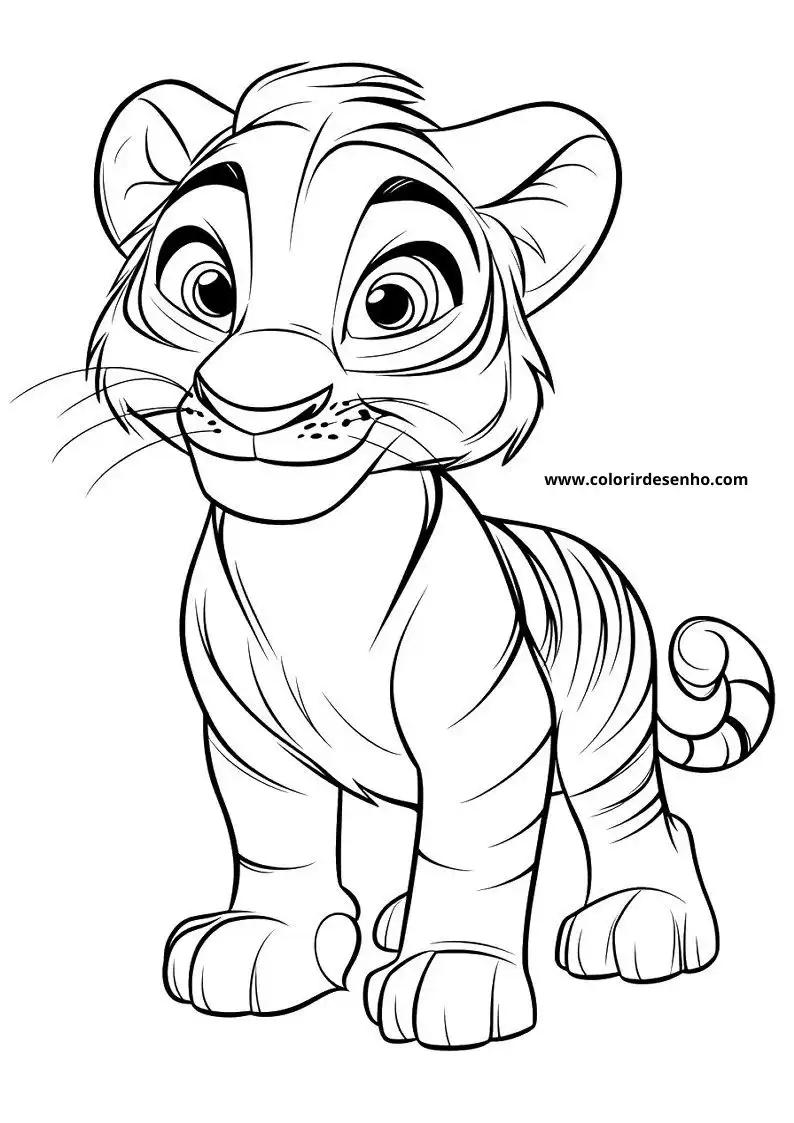 tiger cub standing upright smiling