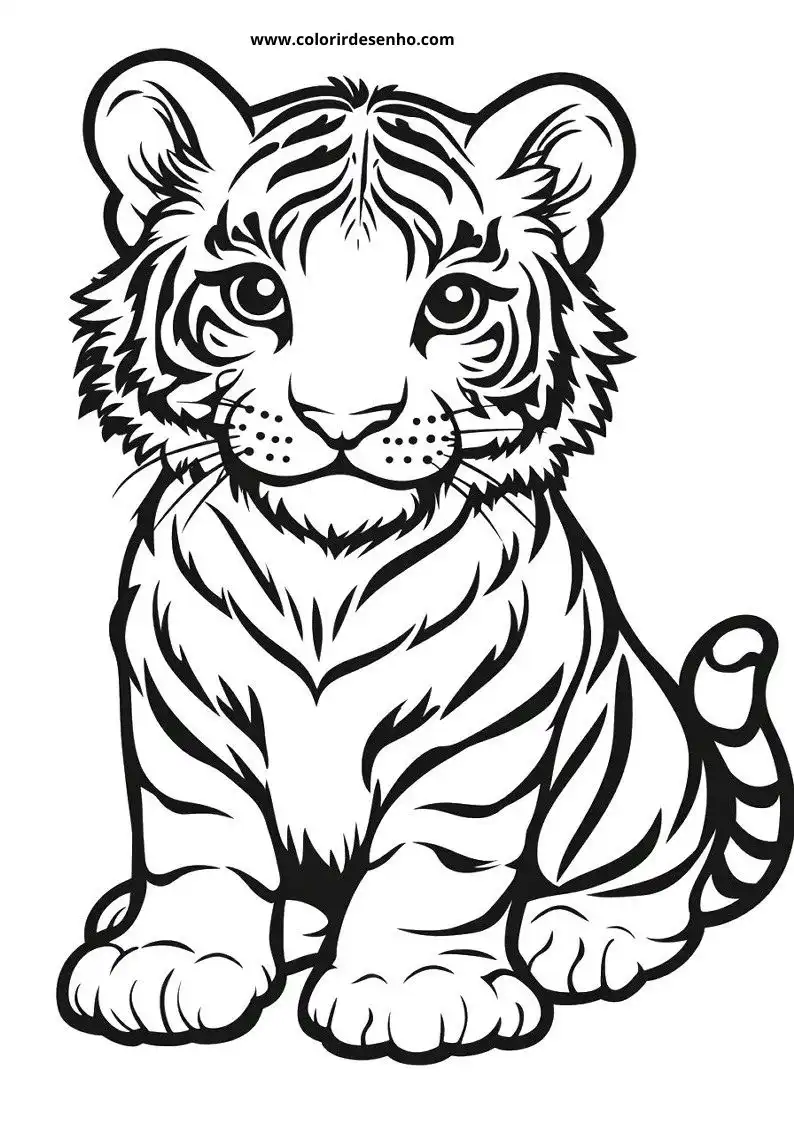tiger sitting alertly with stripes visible