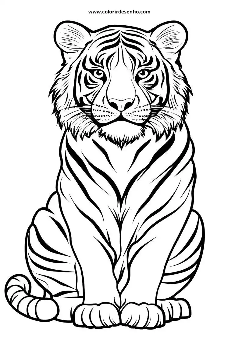 tiger sitting upright alert look stripes visible