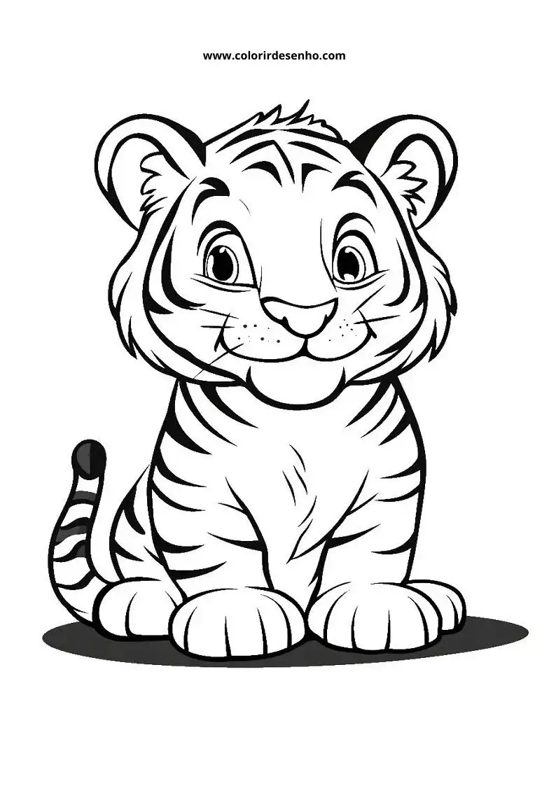 tiger sitting upright in a playful pose wearing stripes and looking directly at viewer