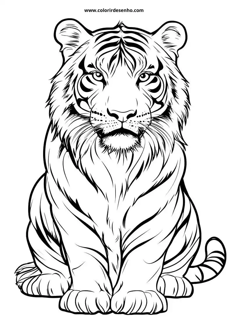 tiger sitting upright in a poised stance