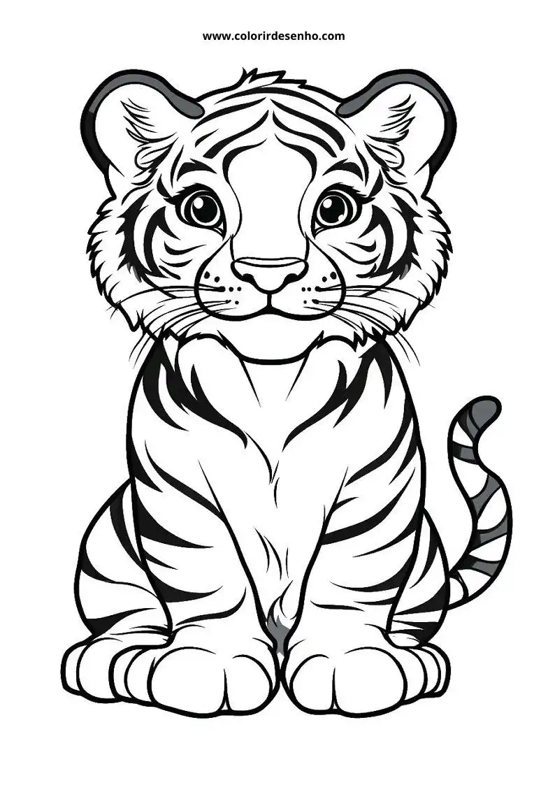 tiger sitting upright in a relaxed pose stripes visible on body and tail