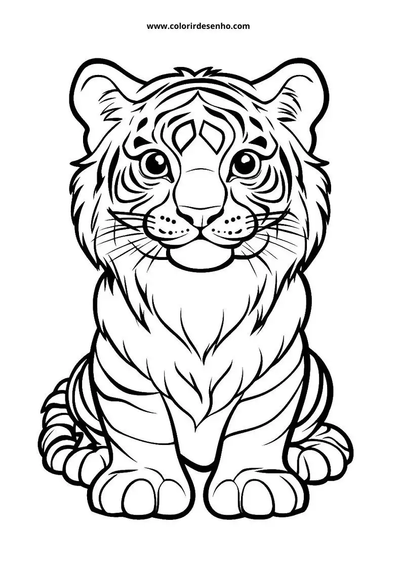 tiger sitting upright in a relaxed pose with its front paws tucked under