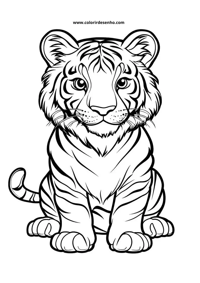 tiger sitting upright watchful expression stripes visible