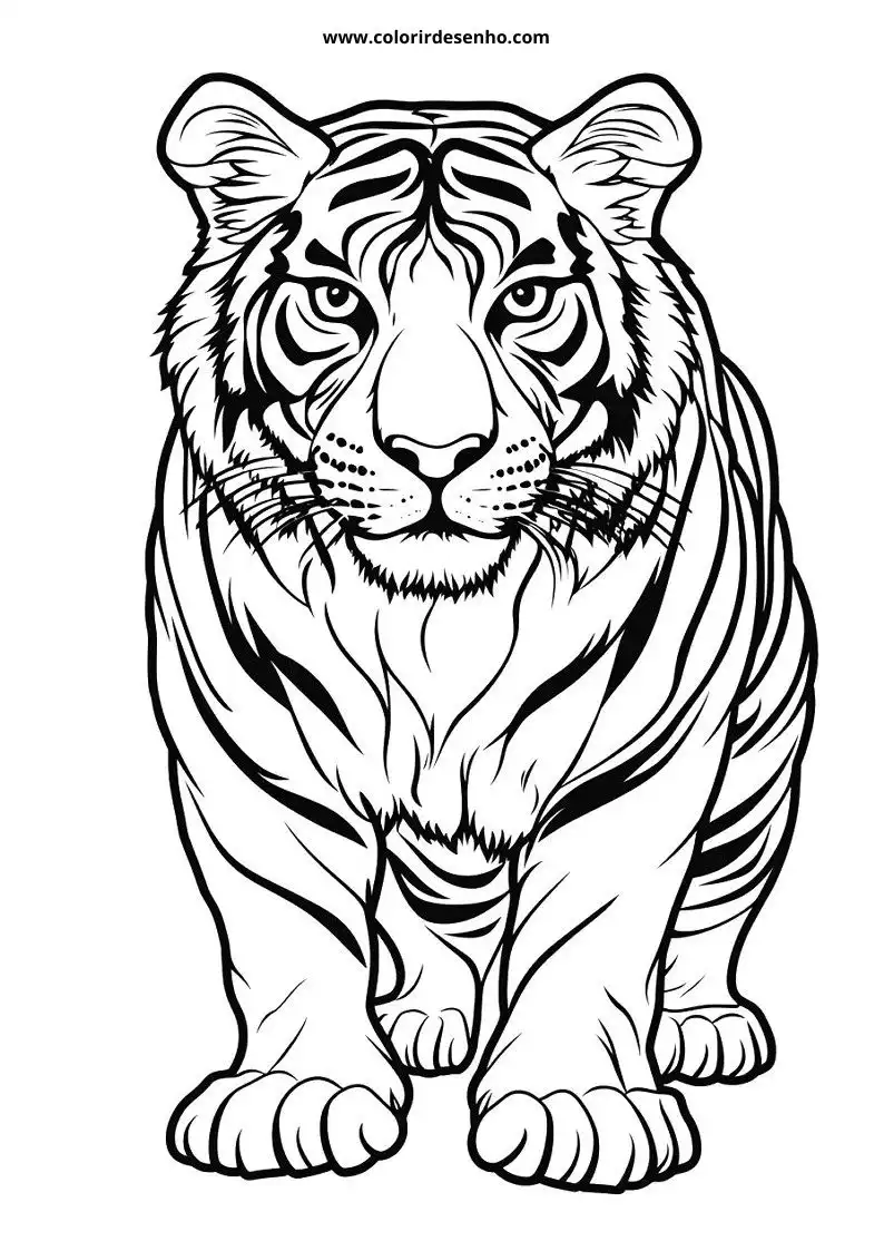tiger standing alertly in a natural setting