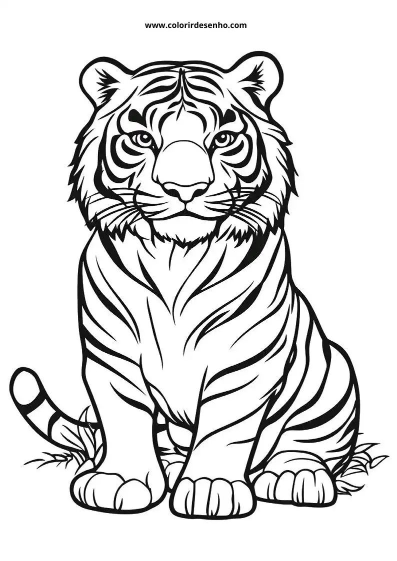 tiger standing on grass looking alert