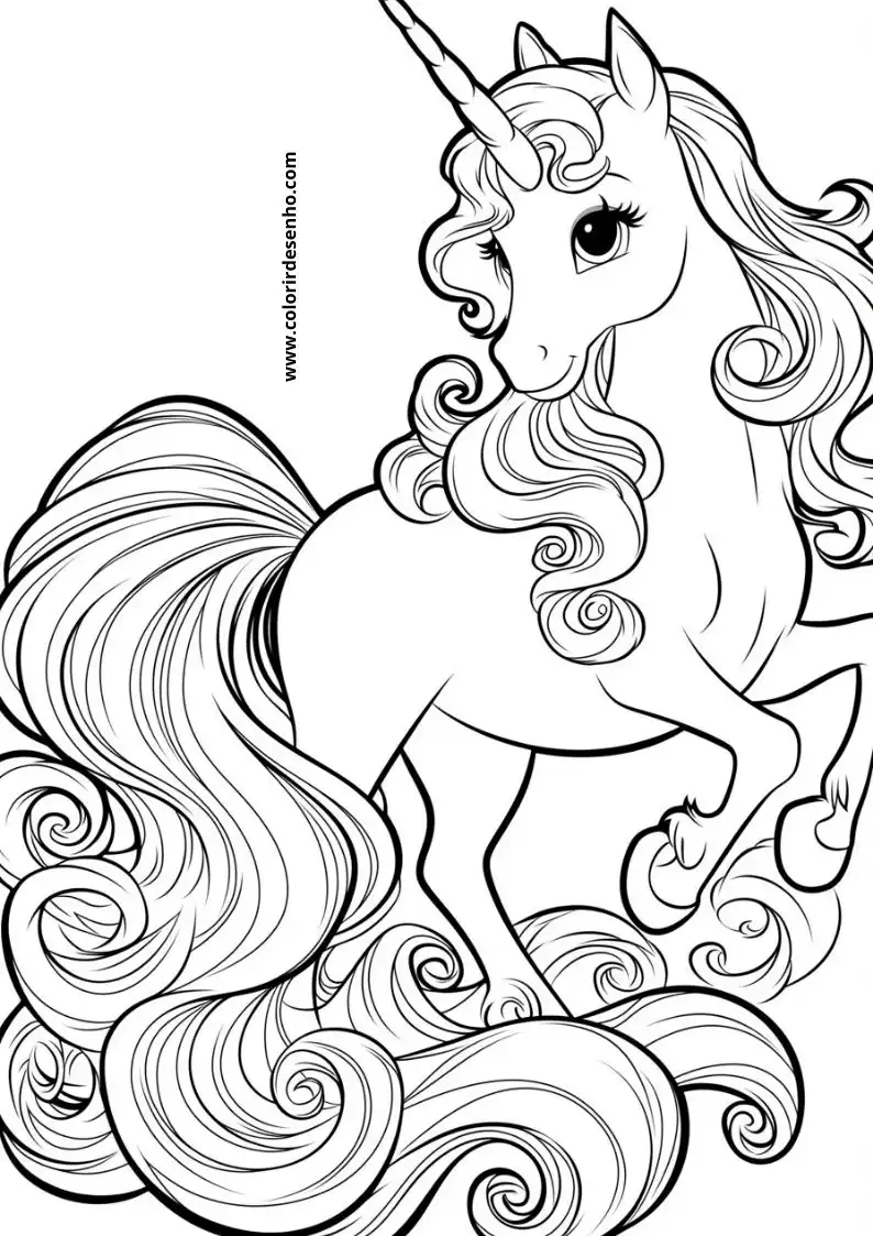 unicorn standing in a swirl of hair