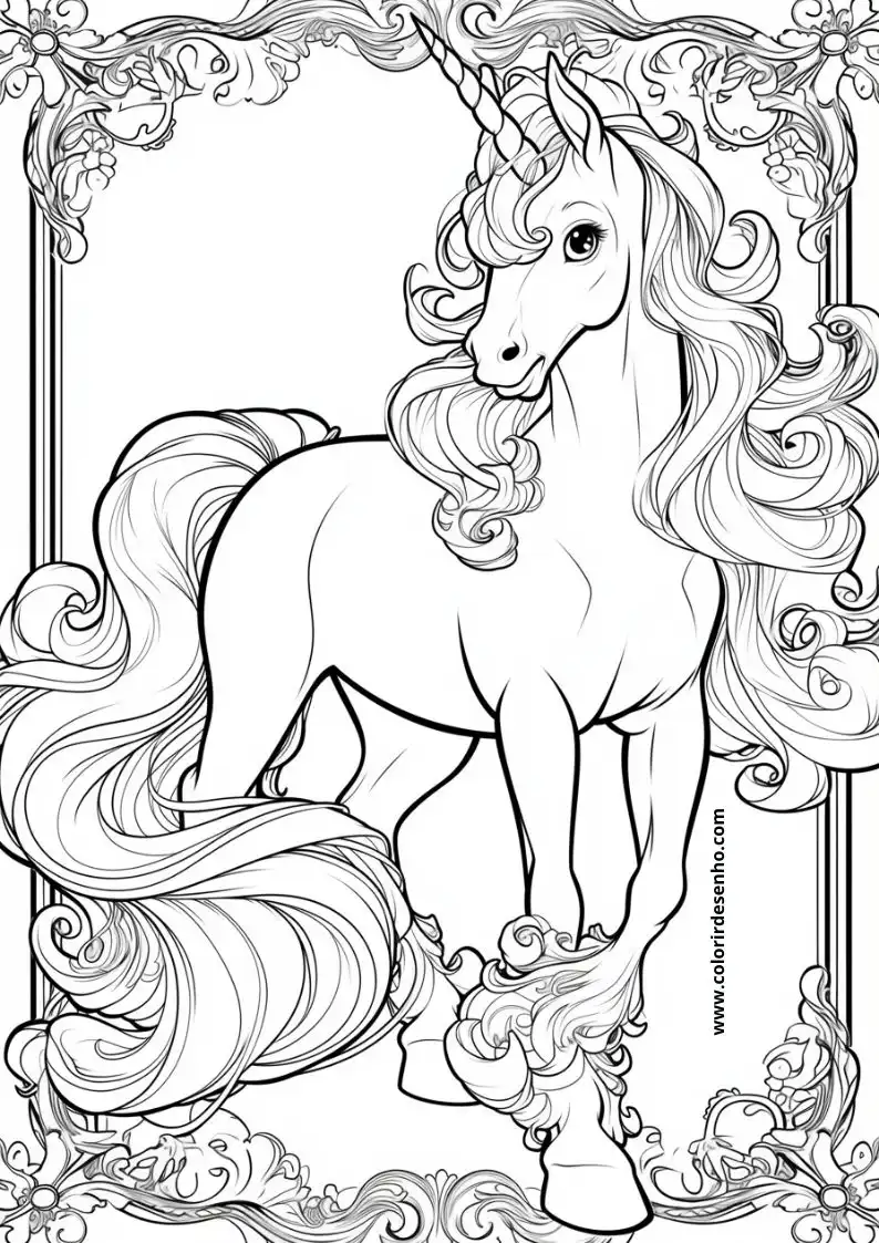 unicorn standing in ornate frame