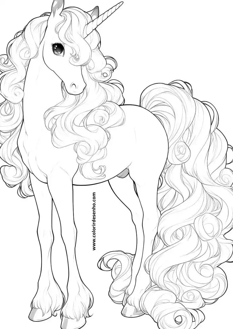 unicorn standing mane flowing tail swishing setting not visible
