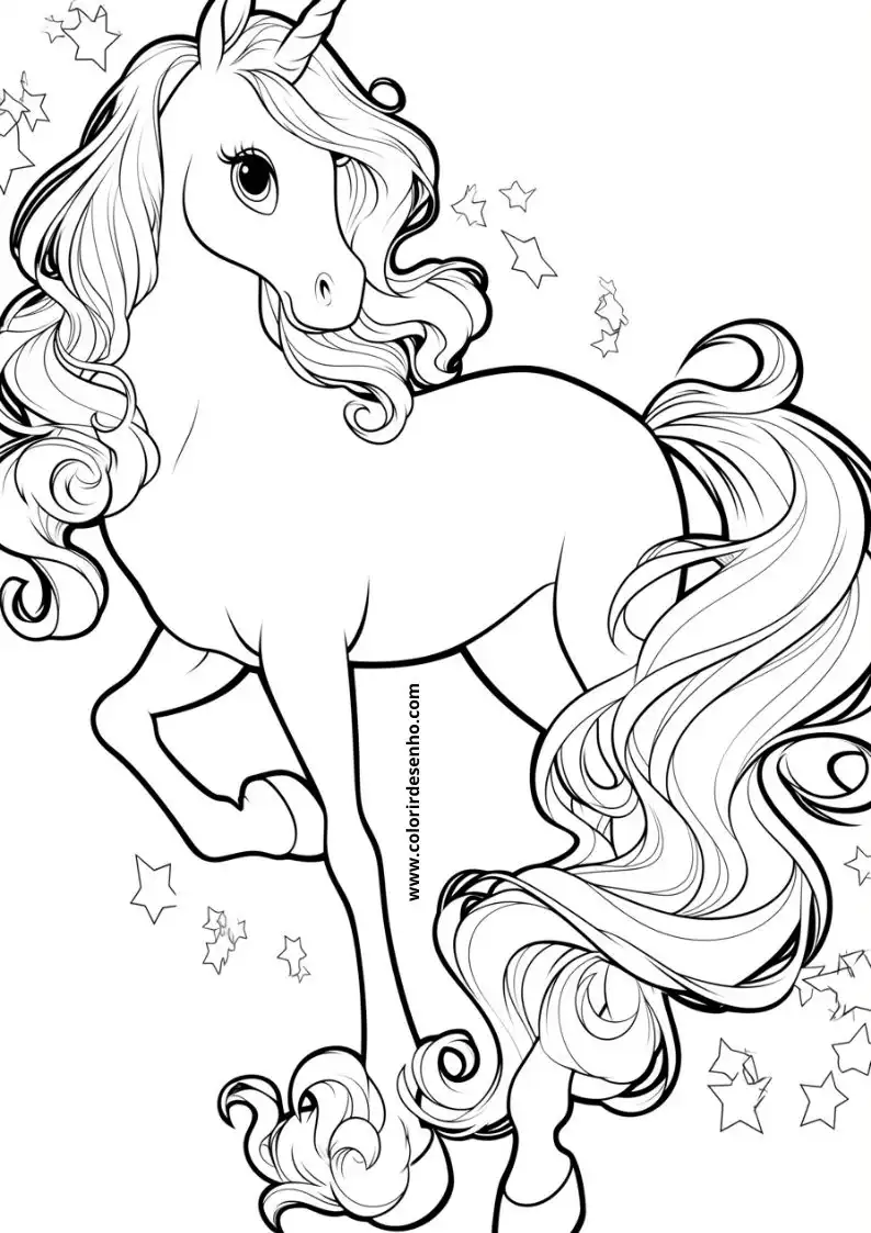 unicorn standing on hind legs mane flowing stars around
