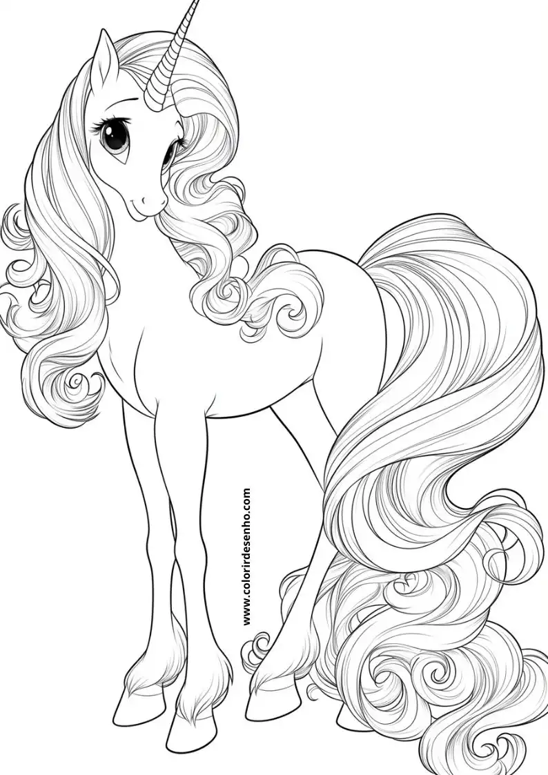 unicorn with flowing mane and tail standing
