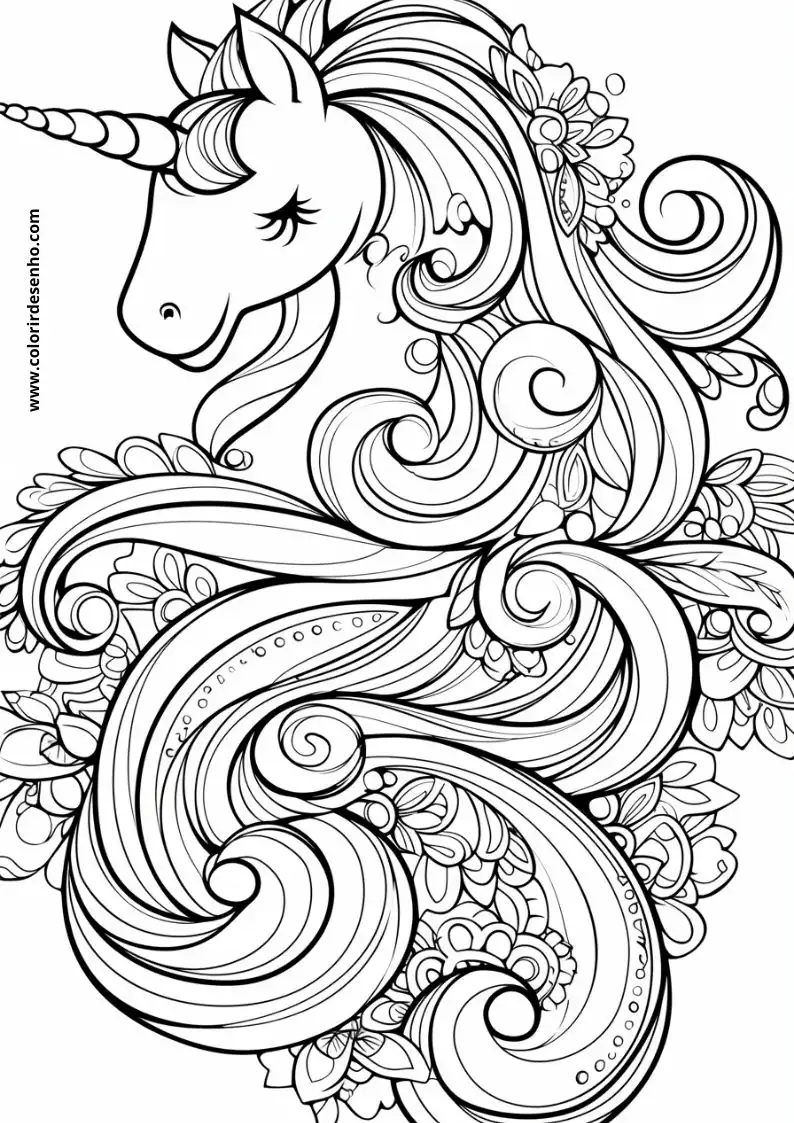 unicorn with intricate mane and tail