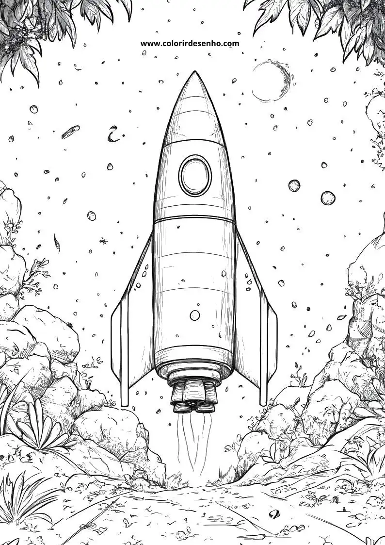 Free Printable Rocket Coloring Pages in PDF 1
