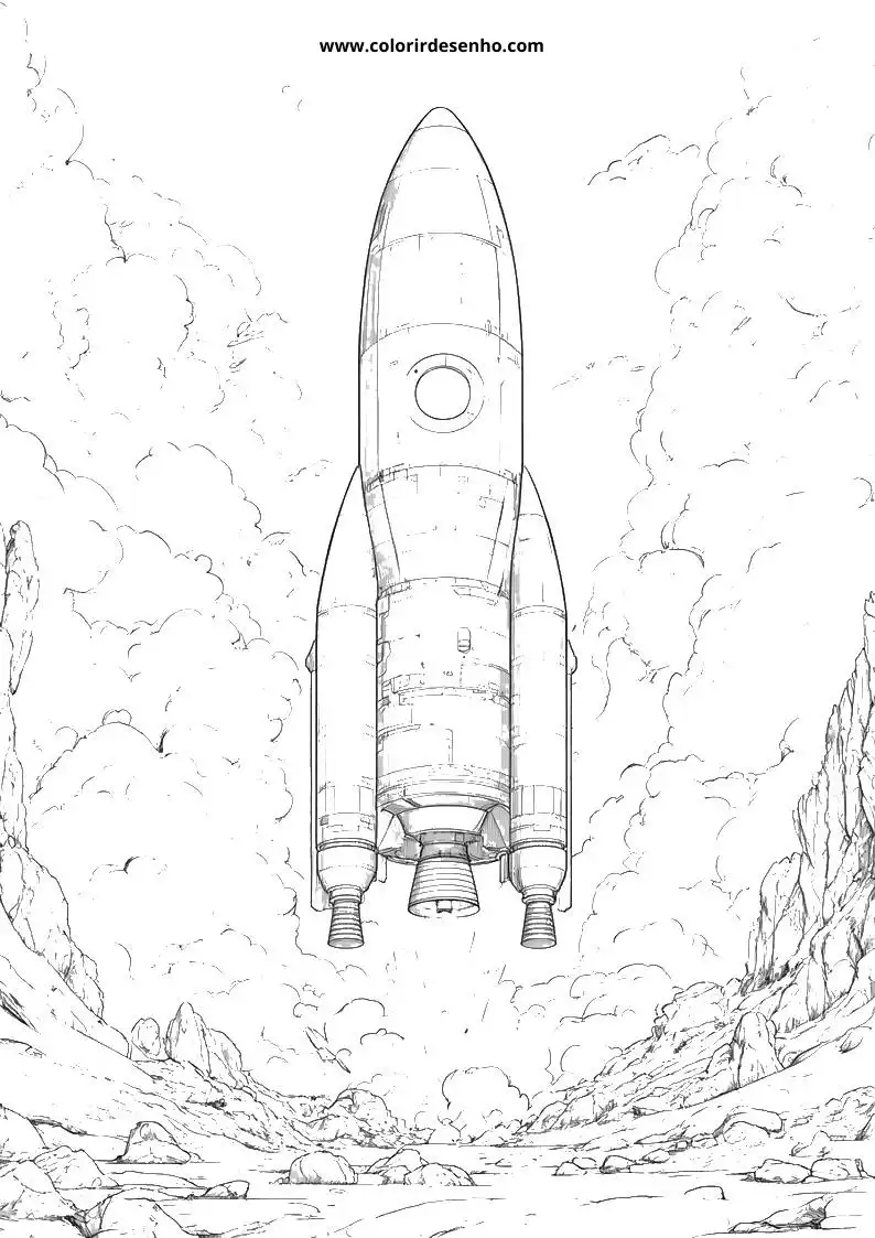 Free Printable Rocket Coloring Pages in PDF 10