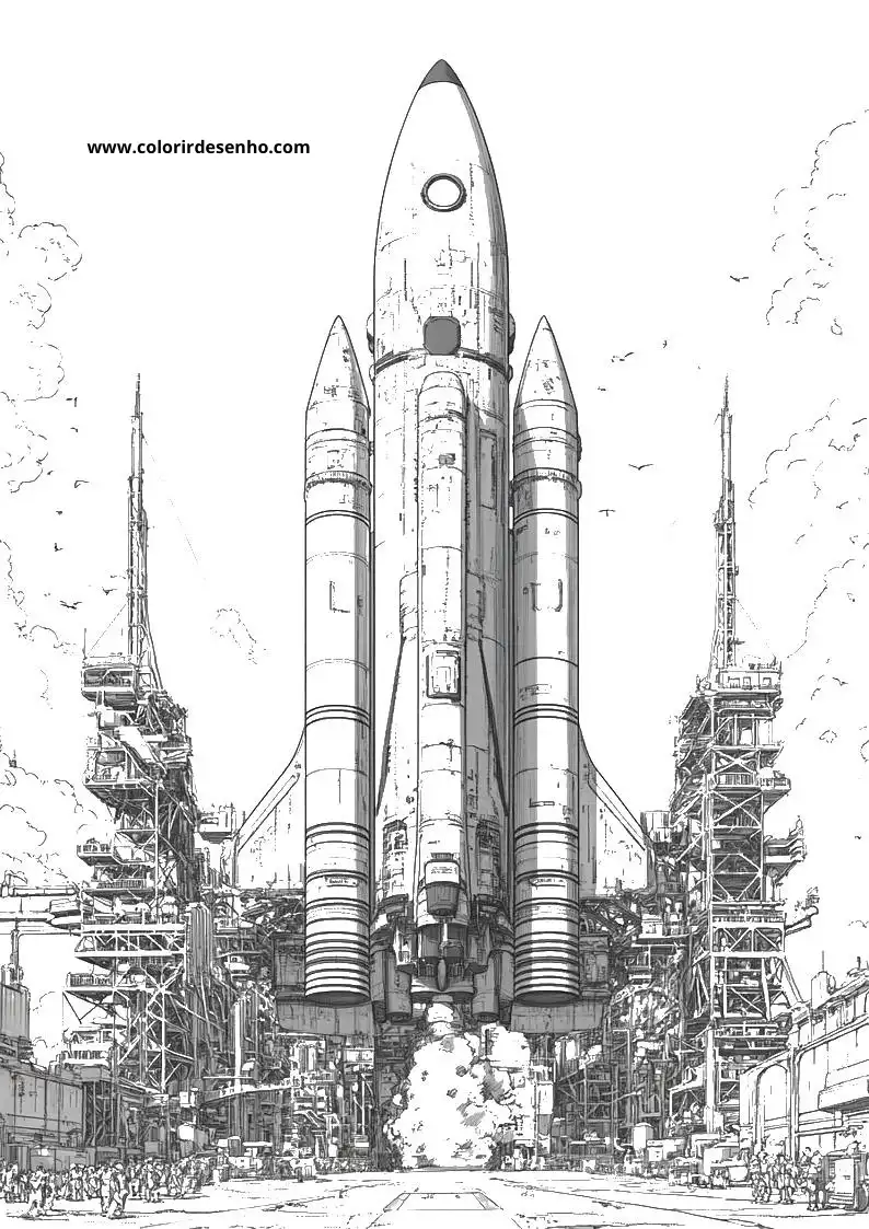 Free Printable Rocket Coloring Pages in PDF 3