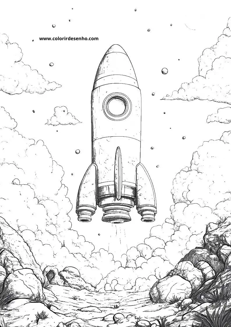 Free Printable Rocket Coloring Pages in PDF 6