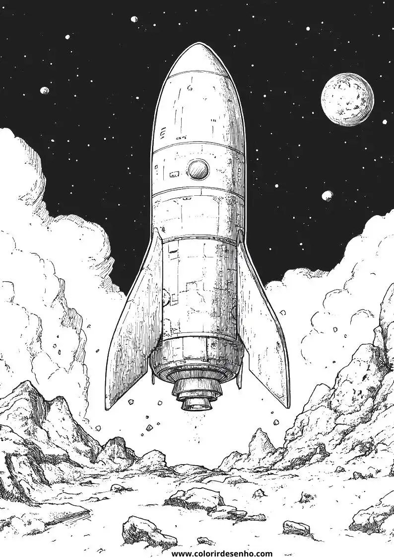 Free Printable Rocket Coloring Pages in PDF 7