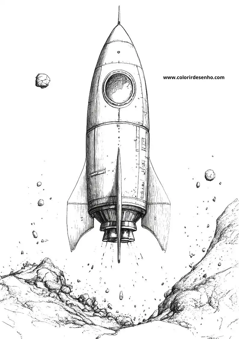 Rocket Coloring Pages For Kids And Adults 2