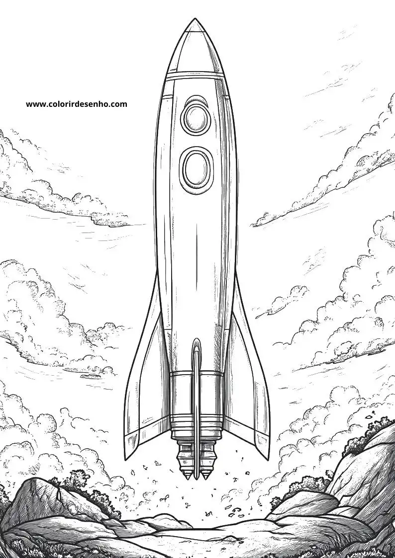 Rocket Drawing For Kids To Color 8