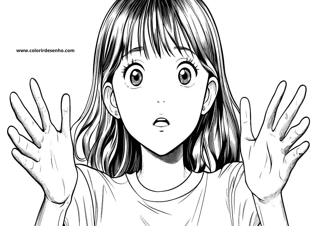 girl holding hands up in surprise
