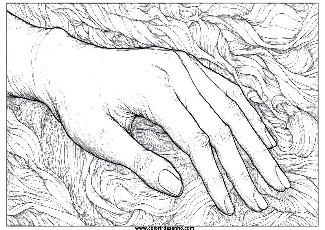 hand holding yarn in intricate patterned fabric