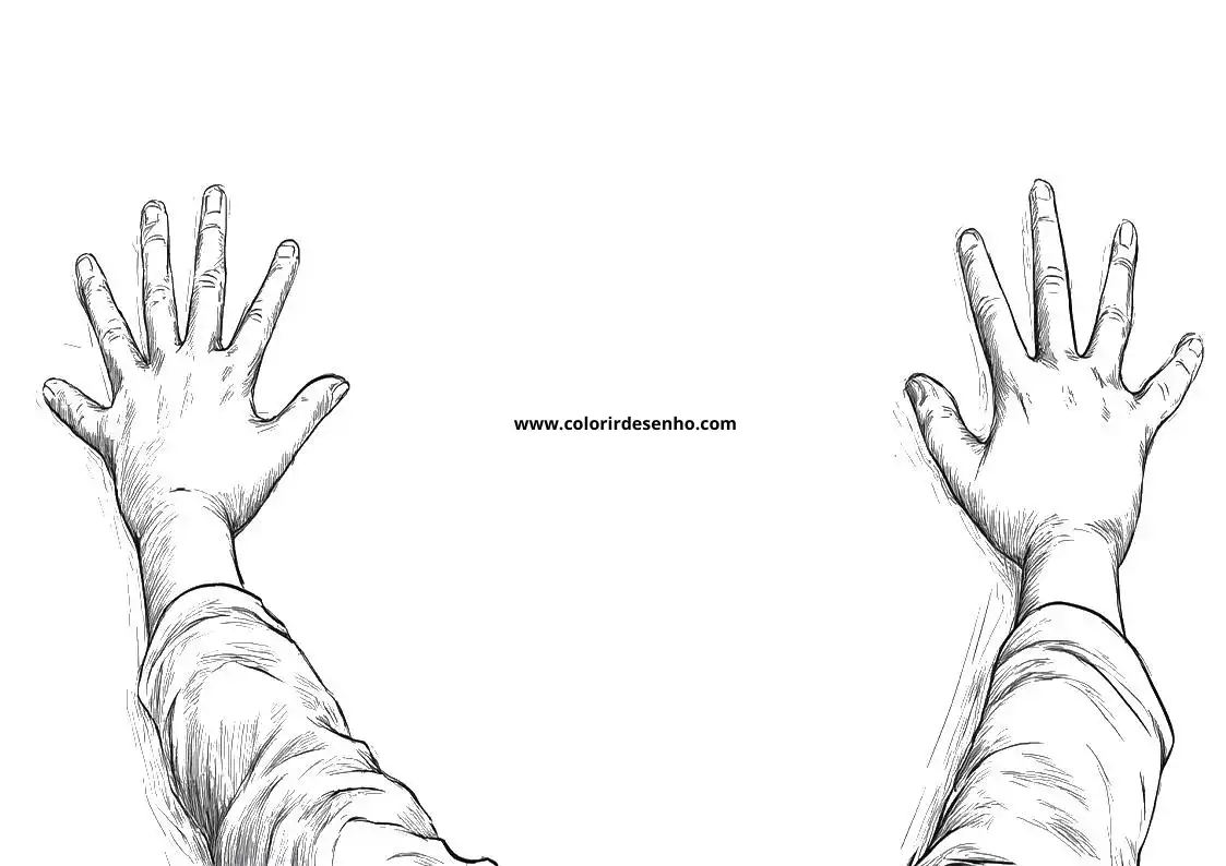 hands reaching out from sleeves fingers spread wide arms extended upwards