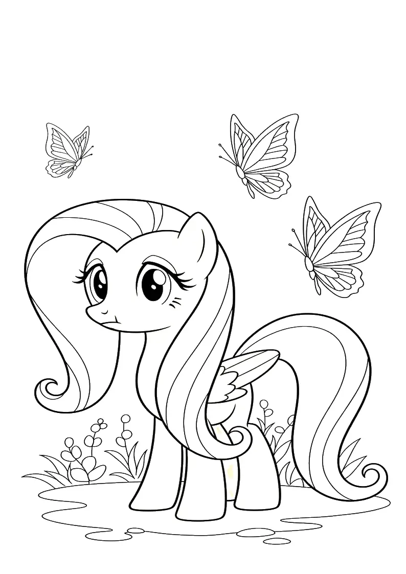 Fluttershy My Little Pony Coloring Pages For Kids And Adults 42