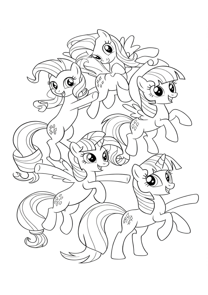 Mane Six Coloring Pages 12