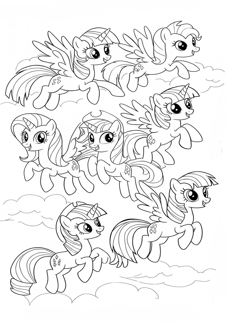 Mane Six Coloring Pages 13