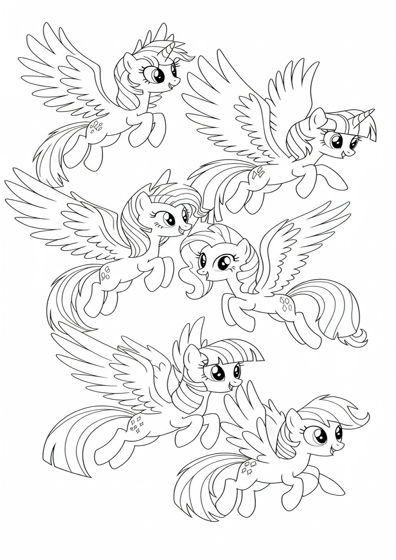 Mane Six Coloring Pages 16