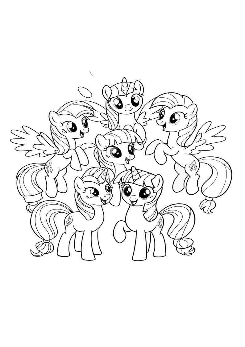 Mane Six Coloring Pages 7