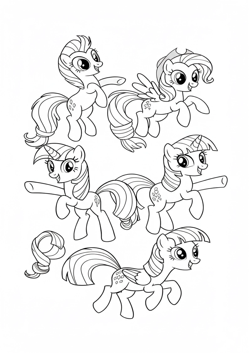 Mane Six Coloring Pages 9