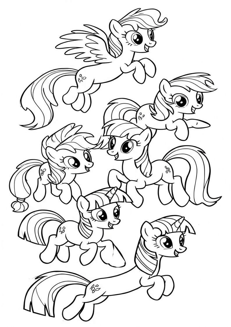 Mane Six Coloring Pages For Kids And Adults 112