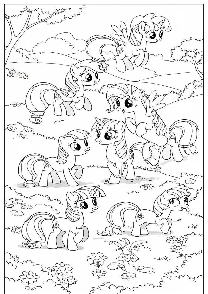 Mane Six Coloring Pages For Kids And Adults 113