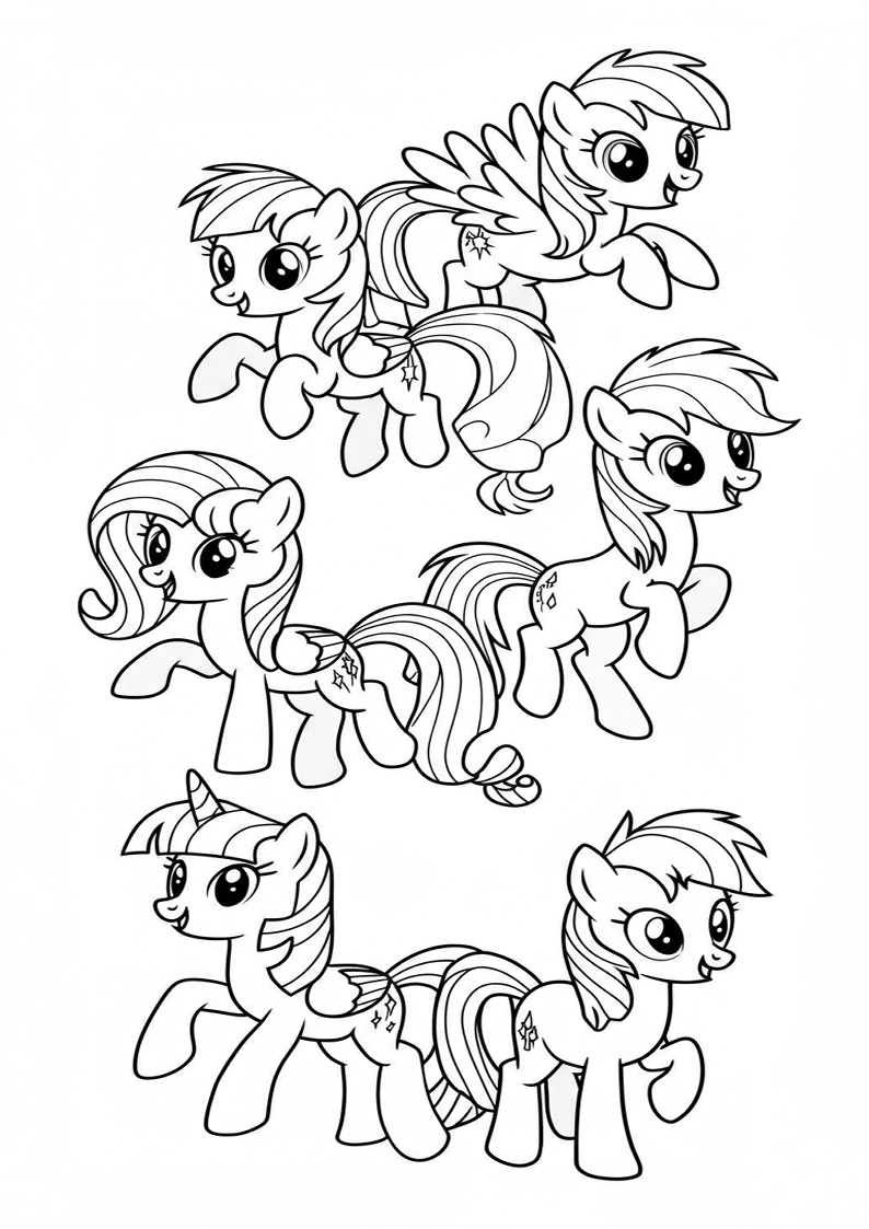 Mane Six Coloring Pages For Kids And Adults 91